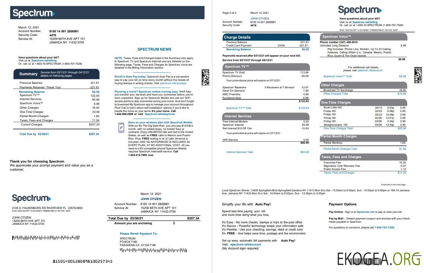 USA Spectrum utility bill template in Word and PDF format (4 pages) 1 2